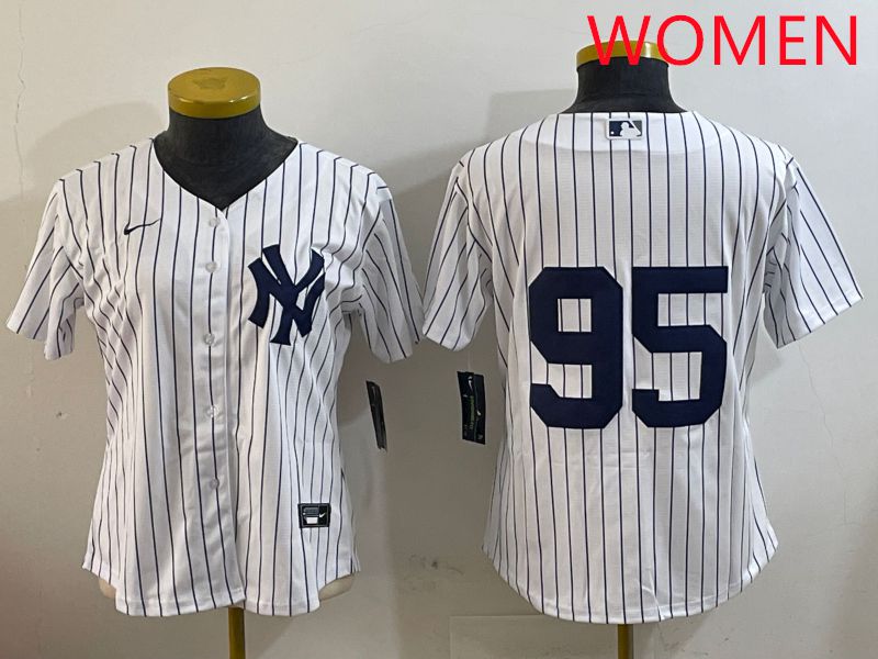 Women New York Yankees #95 No Name White Stripe Game 2025 Nike MLB Jersey style 2->women mlb jersey->Women Jersey